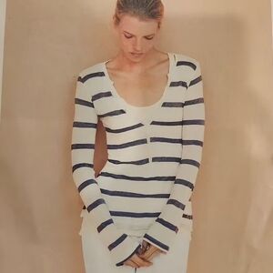 Anthropologie Vintage rare find long sleeve stripe tiny buttons S